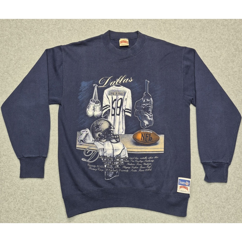 Vintage Dallas Cowboys Sweatshirt Mens L Blue Team NFL Nutmeg Mills Made In USA
